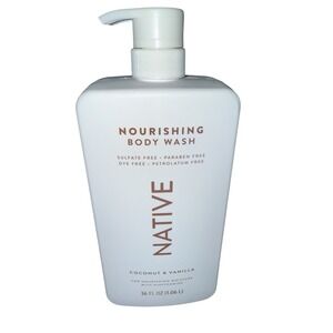 Native Natural Body Wash Pump, Coconut & Vanilla, Sulfate & Paraben Free, 36 oz